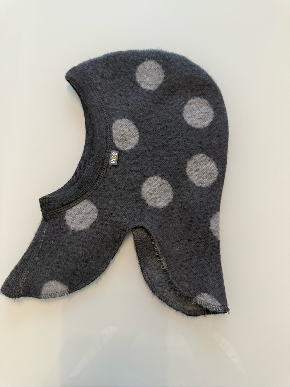 808 Merino Wool Kids Balaclava Helmet Hat Gray Polka Dot